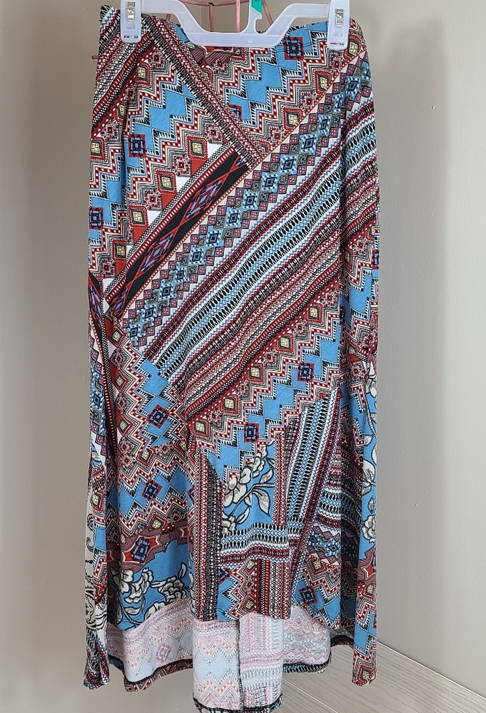 DB Women's Boho Floral Stretch Maxi Skirt Size M